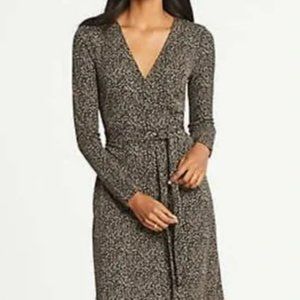 Ann Taylor Black and Beige Wrap Dress Size 10